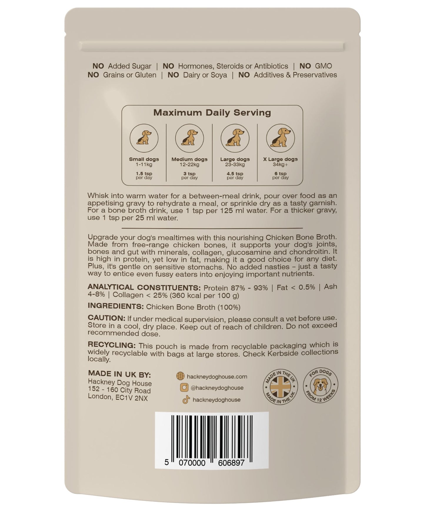 Hackney Dog House Chicken Bone Broth Powder For Dogs