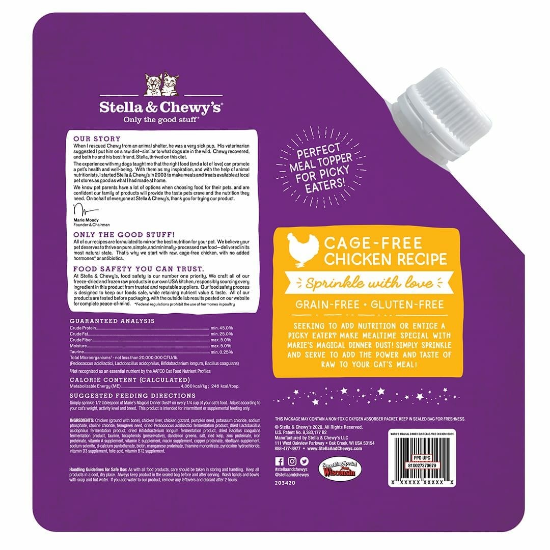 Stella & Chewy's Marie's Magical Dinner Dust Freeze Dried Meal Topper Chicken Recipe for Cats