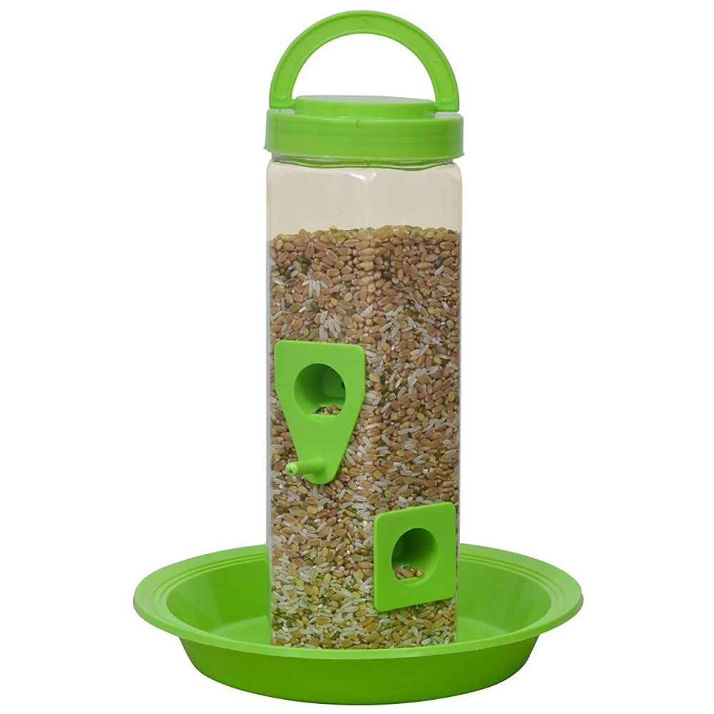 Chullbull Balcony Grill Food Feeder for Birds (Green)