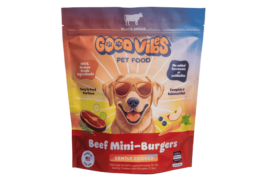Good Vibes Gently Cooked Frozen Beef Mini-Burgers Dog Food