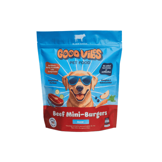 Good Vibes Frozen Raw Beef Mini-Burgers Dog Food