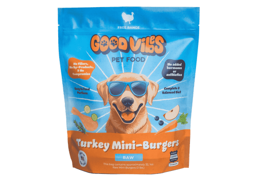 Good Vibes Frozen Raw Turkey Mini-Burgers Dog Food