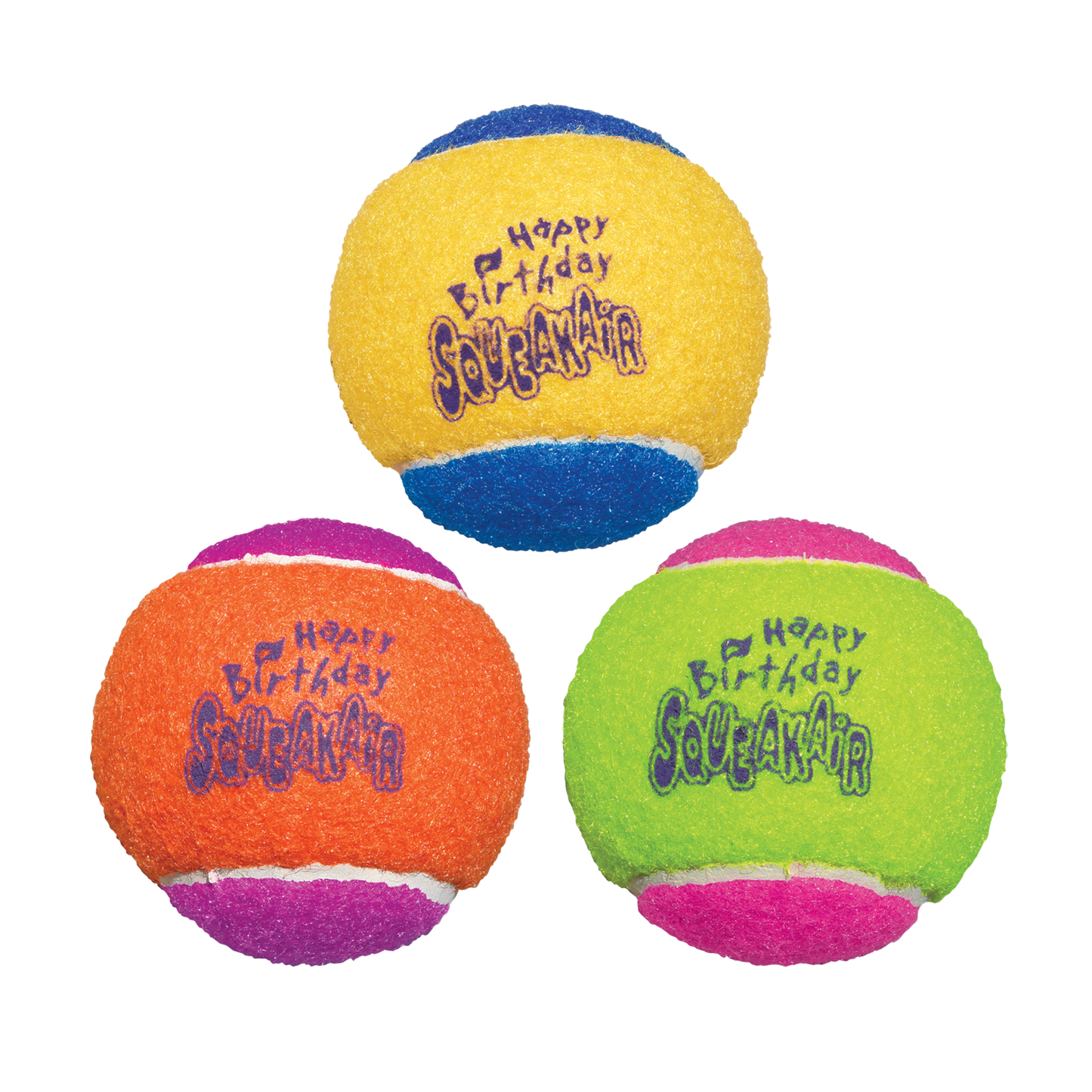 KONG SqueakAir Birthday Balls ¨C Durable Squeaky Tennis Balls for Dogs