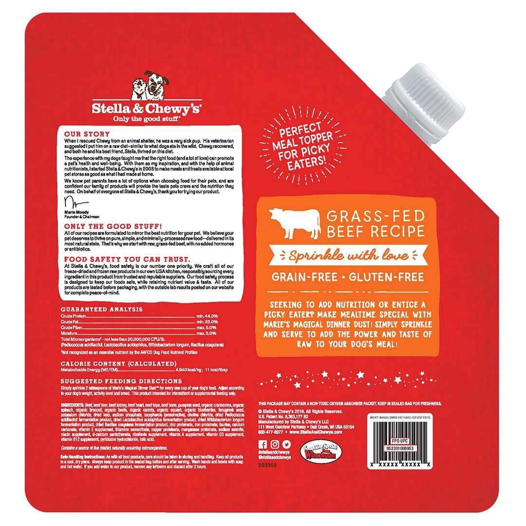 Stella & Chewy's Marie's Magical Dinner Dust Freeze Dried Meal Topper Beef Recipe for Dogs