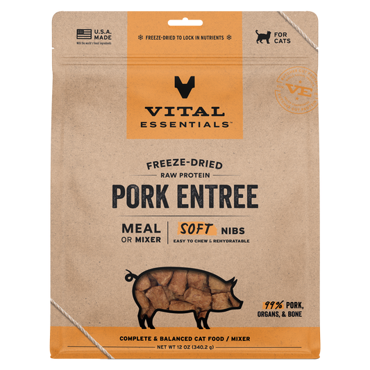 Vital Essentials Freeze Dried Pork Soft Nibs Cat Food