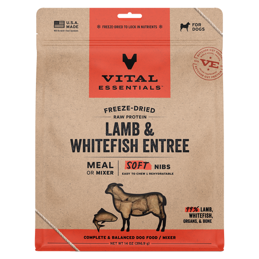 Vital Essentials Freeze Dried Lamb & Whitefish Soft Nibs Dog Food