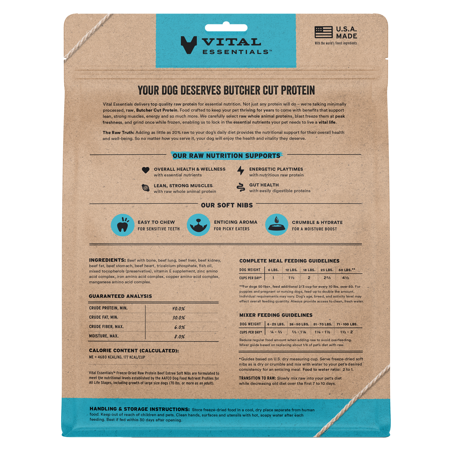 Vital Essentials Freeze Dried Beef Soft Nibs Dog Food