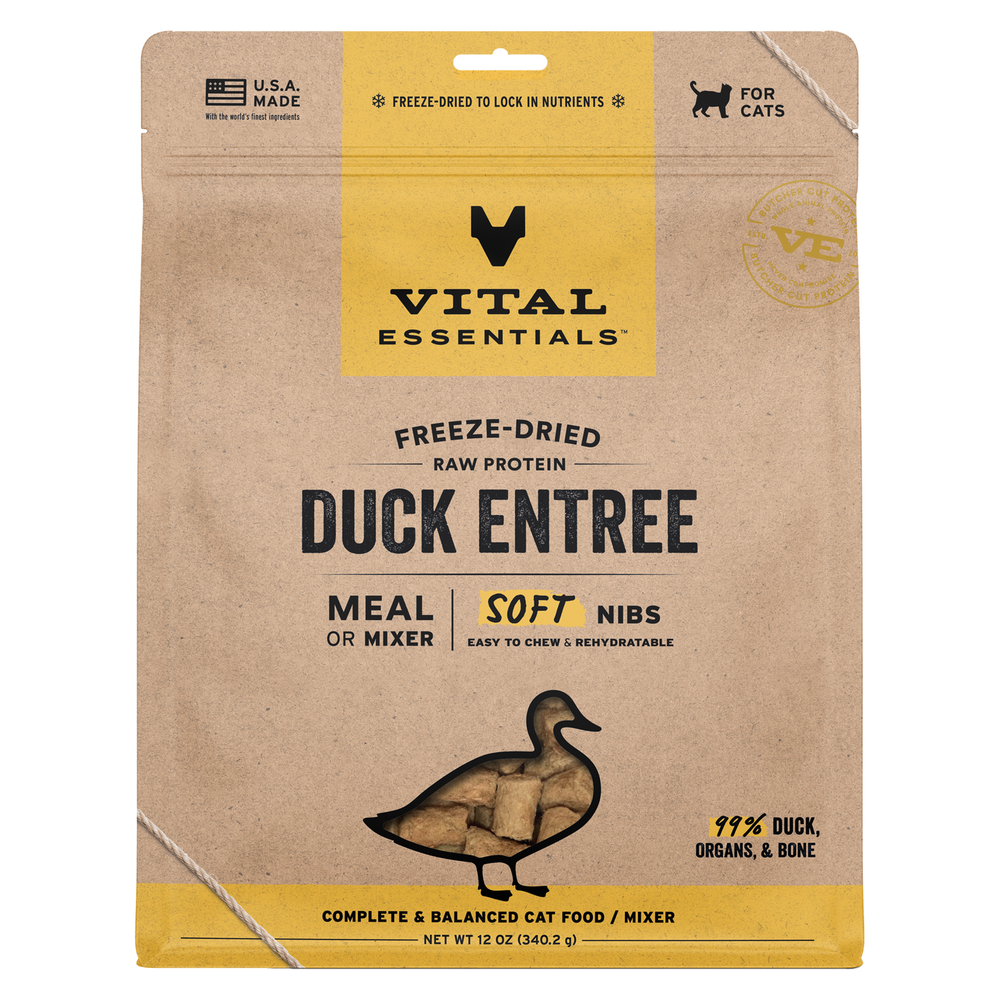Vital Essentials Freeze Dried Duck Soft Nibs Cat Food