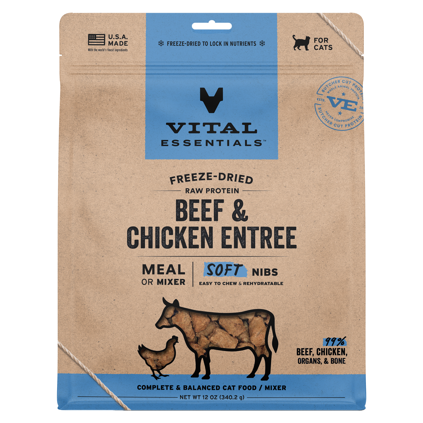 Vital Essentials Freeze Dried Beef & Chicken Soft Nibs Cat Food
