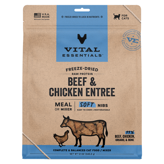 Vital Essentials Freeze Dried Beef & Chicken Soft Nibs Cat Food
