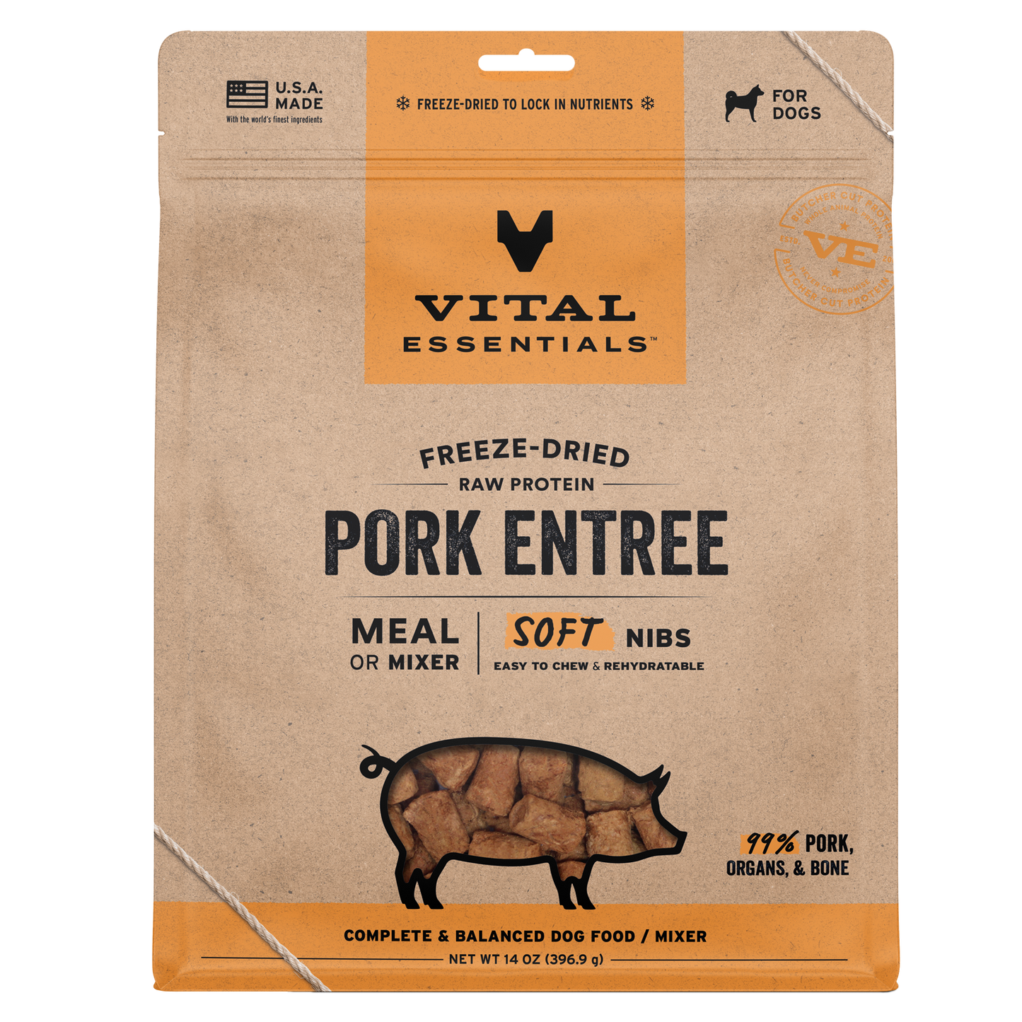 Vital Essentials Freeze Dried Pork Soft Nibs Dog Food