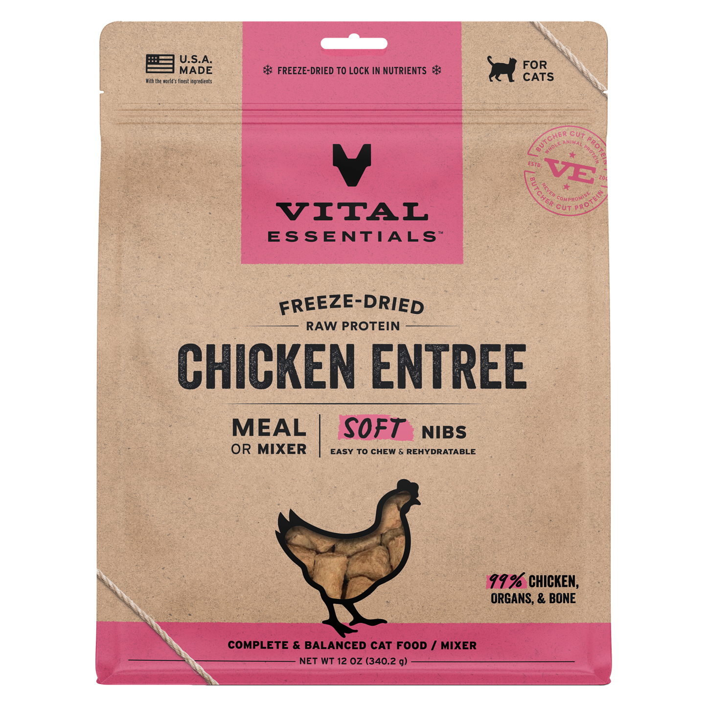 Vital Essentials Freeze Dried Chicken Soft Nibs Cat Food
