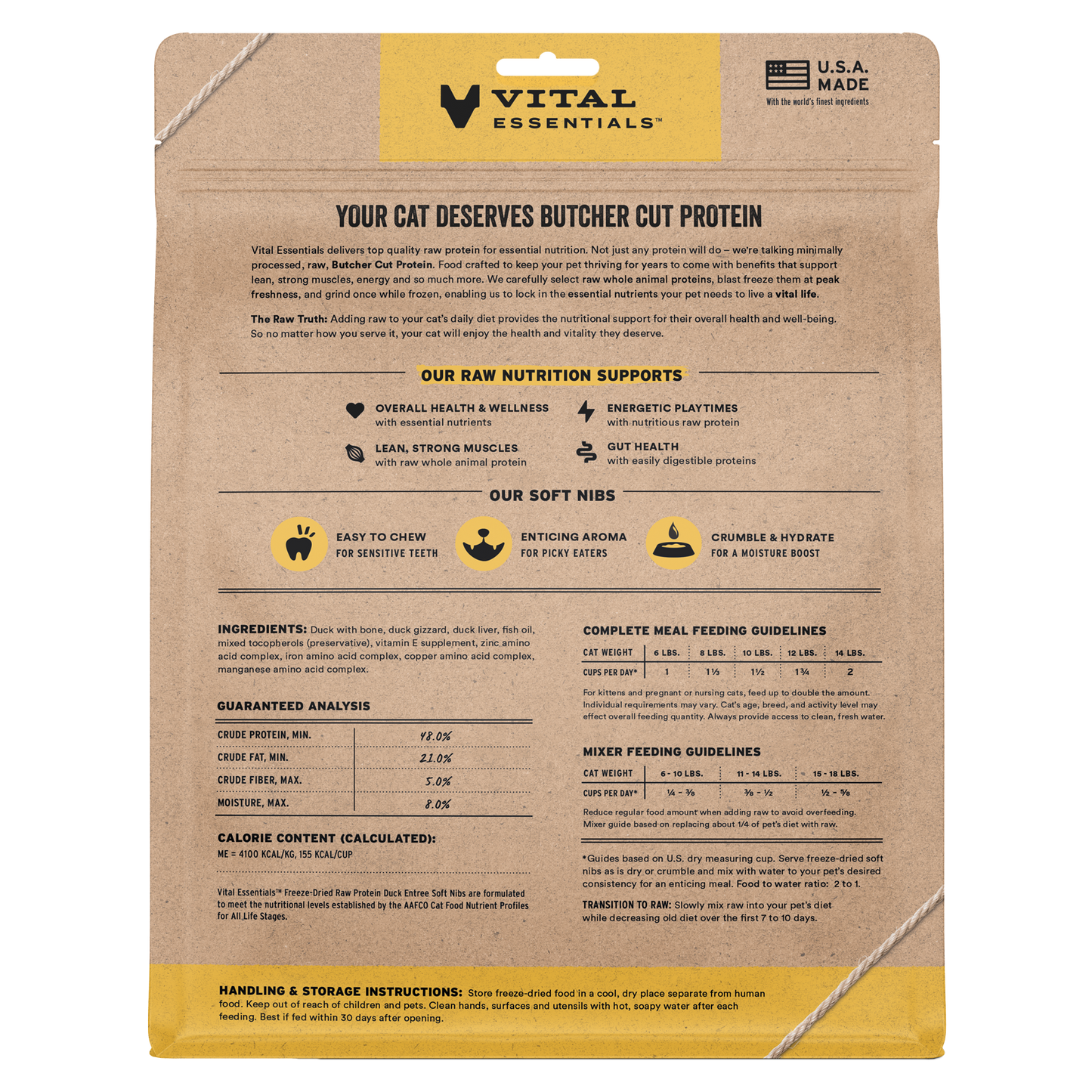 Vital Essentials Freeze Dried Duck Soft Nibs Cat Food