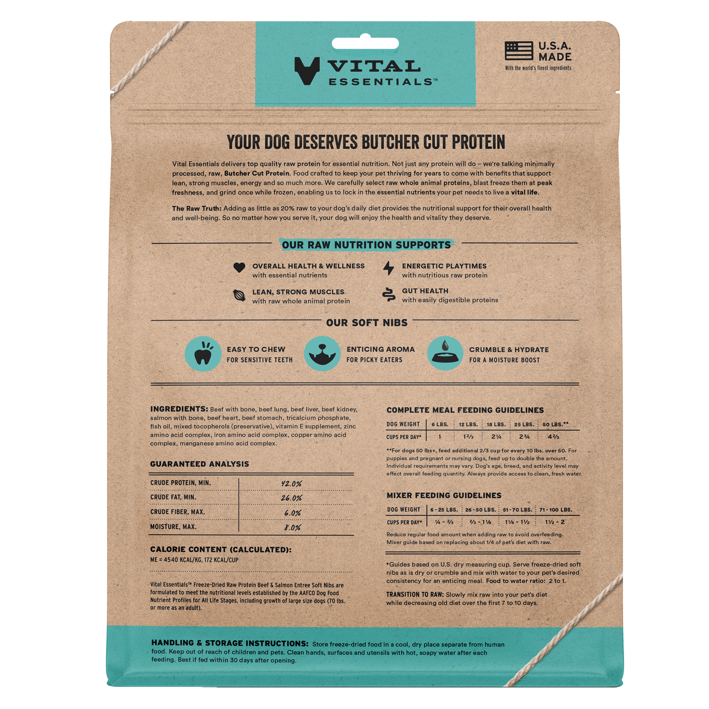 Vital Essentials Freeze Dried Beef & Salmon Soft Nibs Dog Food