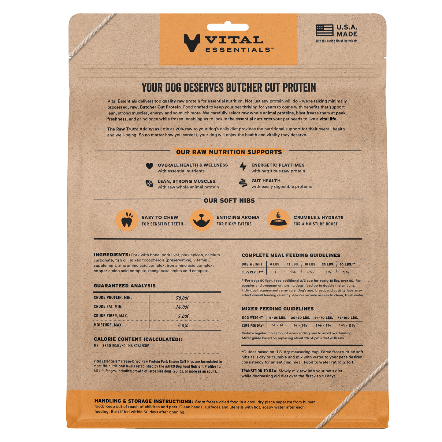 Vital Essentials Freeze Dried Pork Soft Nibs Dog Food