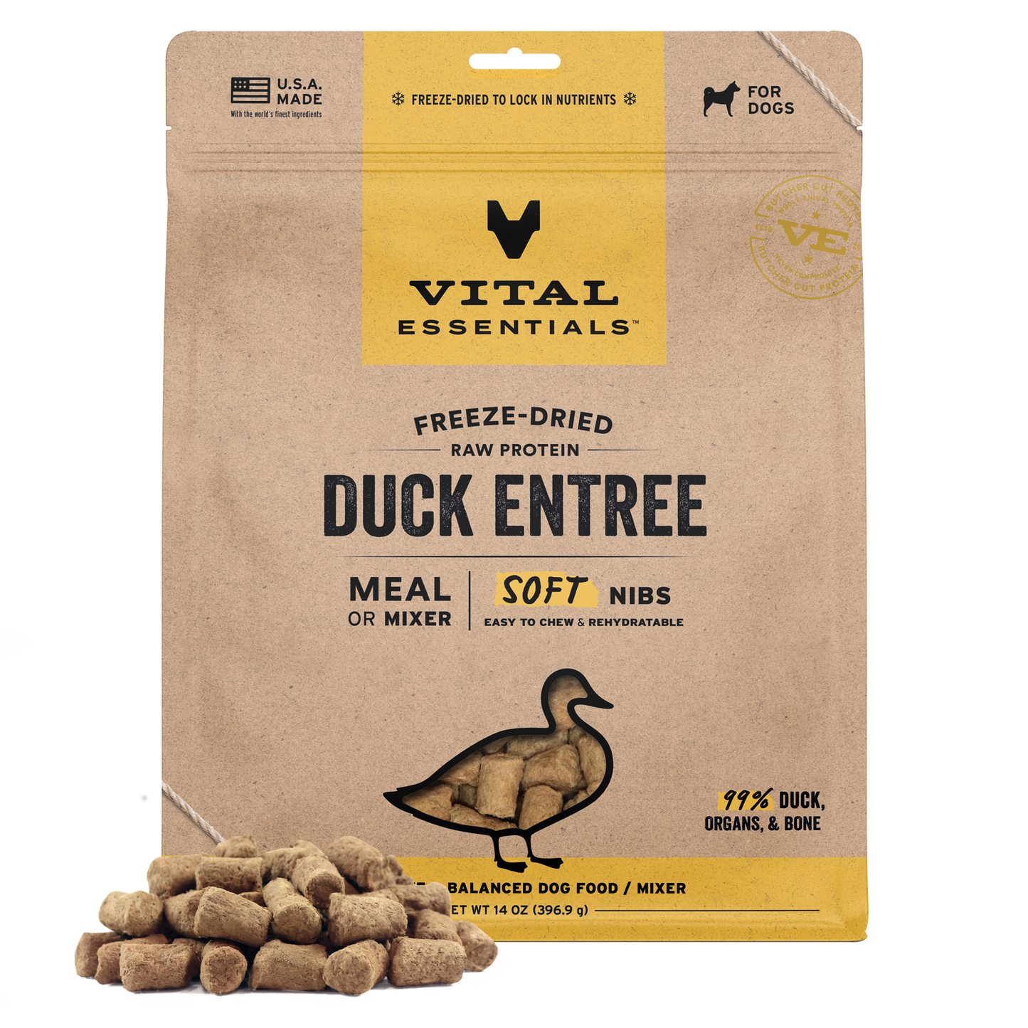 Vital Essentials Freeze Dried Duck Soft Nibs Dog Food