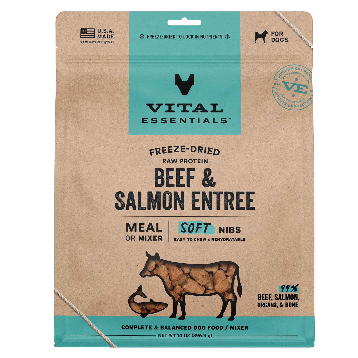 Vital Essentials Freeze Dried Beef & Salmon Soft Nibs Dog Food