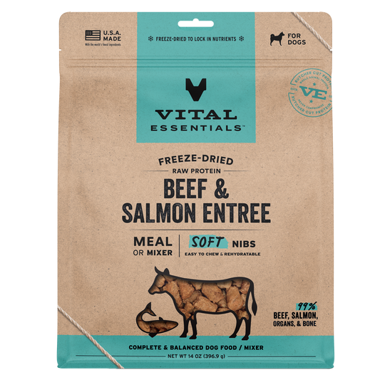 Vital Essentials Freeze Dried Beef & Salmon Soft Nibs Dog Food