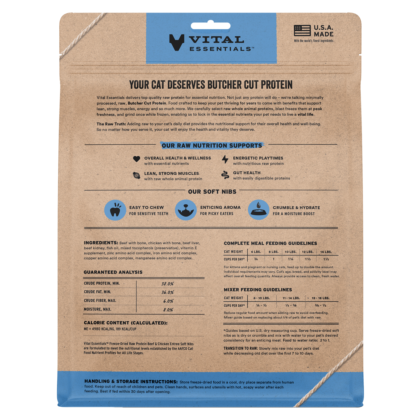 Vital Essentials Freeze Dried Beef & Chicken Soft Nibs Cat Food