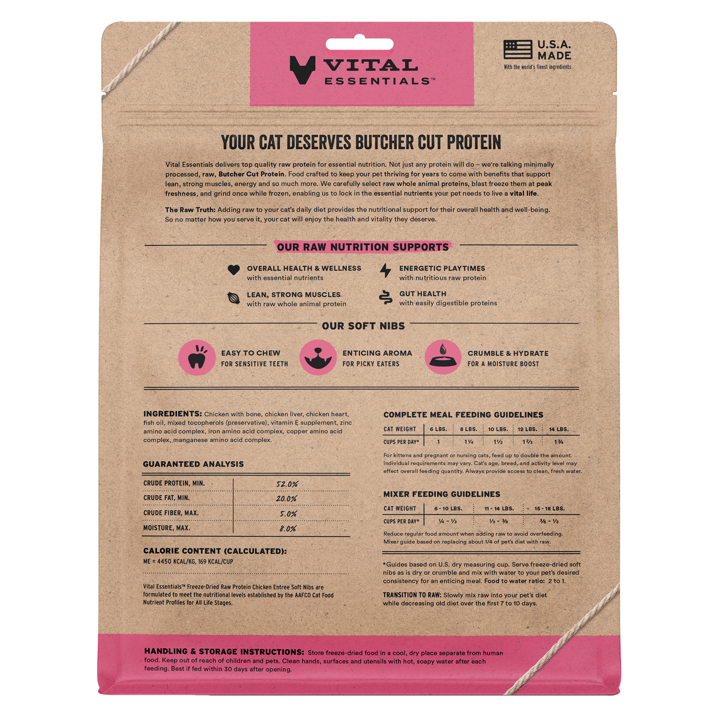 Vital Essentials Freeze Dried Chicken Soft Nibs Cat Food