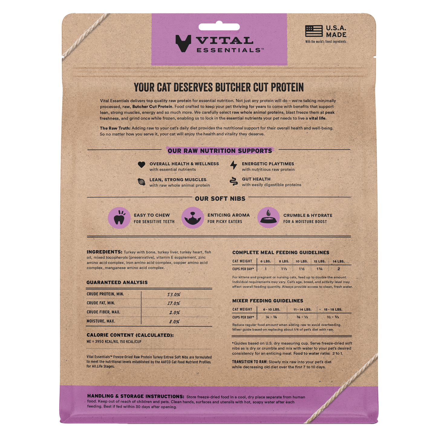 Vital Essentials Freeze Dried Turkey Soft Nibs Cat Food