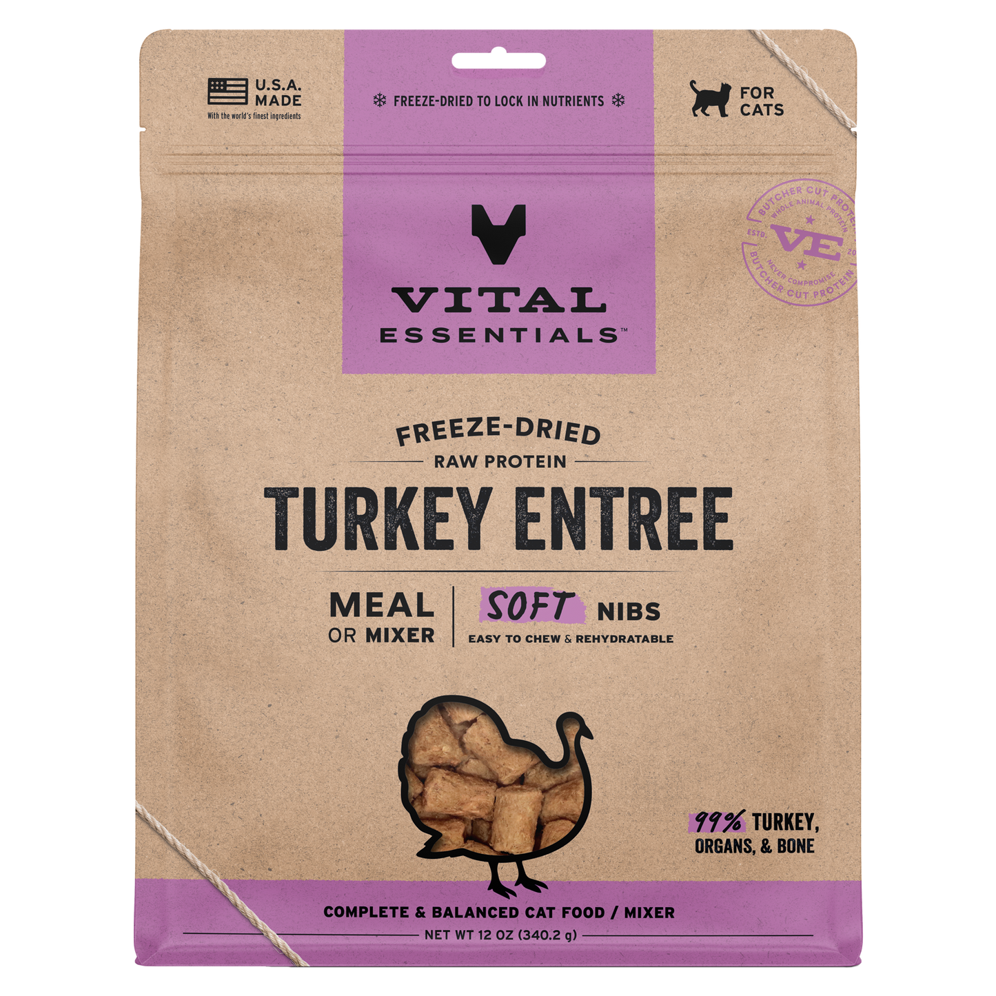 Vital Essentials Freeze Dried Turkey Soft Nibs Cat Food